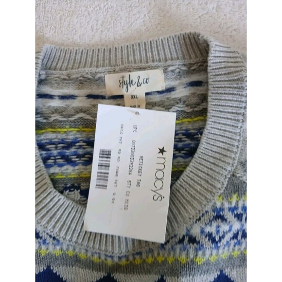 Style & Co Fair Isle Crew-Neck Sweater Gray Size 2XL - Picture 16 of 16